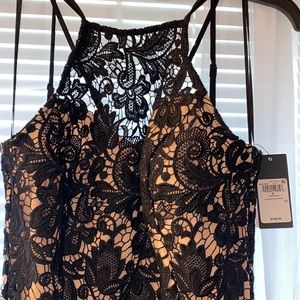Guess black lace dress high neck.